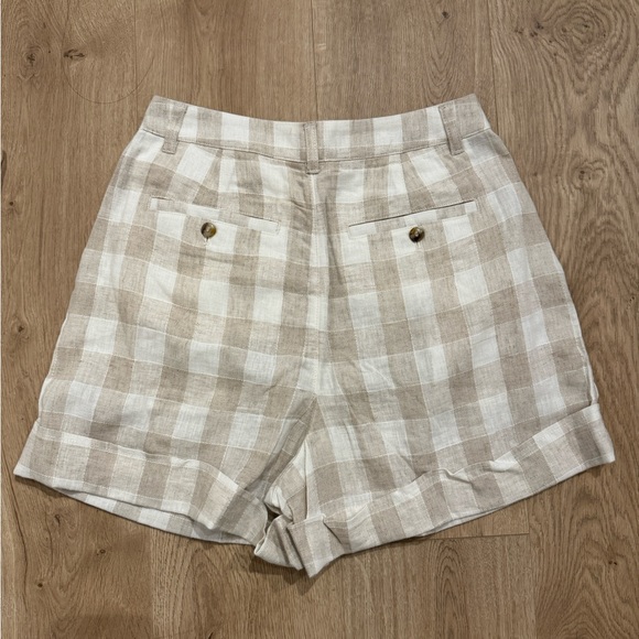 Madewell linen-blend pleated cuff shorts: undyed plaid in size 4 - Picture 8 of 8